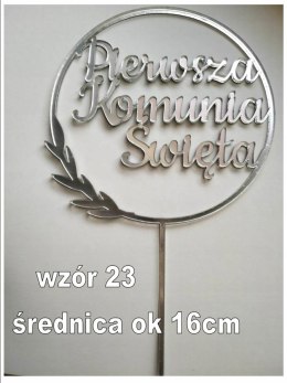 TOPPER srebrna pleksa komunia święta listki