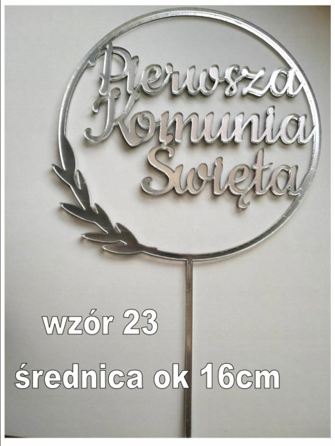 TOPPER srebrna pleksa komunia święta listki