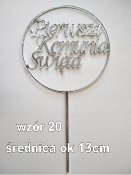 TOPPER srebrna pleksa komunia święta w kole