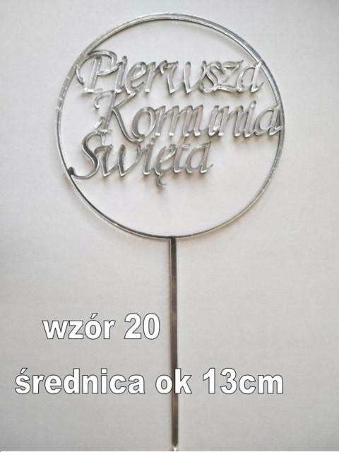 TOPPER srebrna pleksa komunia święta w kole TOPPER srebrna pleksa komunia święta w kole