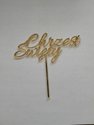 TOPPER z plexi pleksa chrzest święty złoty lustro TOPPER z plexi pleksa chrzest święty złoty lustro