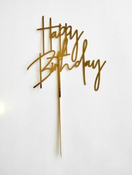 Topper piker ZŁOTY papier happy birthday 1