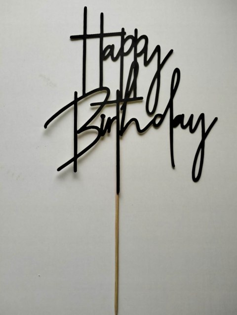 Topper piker czarny papier happy birthday 1