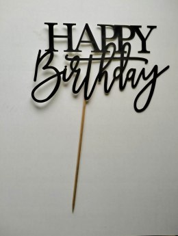 Topper piker czarny papier happy birthday 2