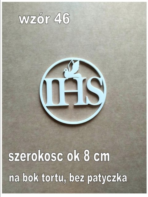 Topper pleksa biała komunia ihs koło bok tortu