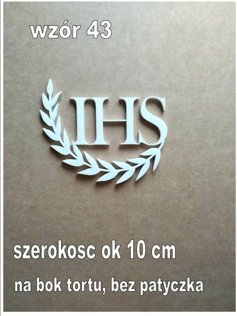 Topper pleksa biała komunia ihs listki2 bok tortu Topper pleksa biała komunia ihs listki2 bok tortu
