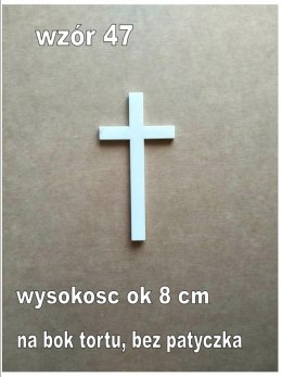Topper pleksa biała komunia krzyż na bok pełny