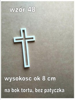 Topper pleksa biała komunia krzyż na bok pusty