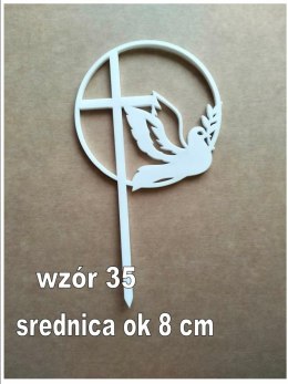 Topper pleksa biała komunia ozdoba na tort