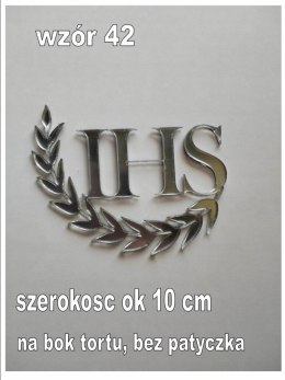 Topper pleksa srebrn komunia ihs listki2 bok tortu