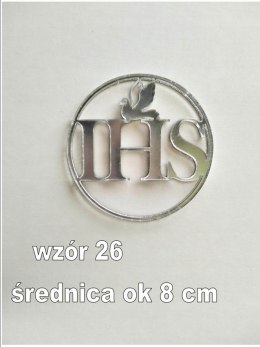 Topper pleksa srebrna komunia ihs koło bok tortu