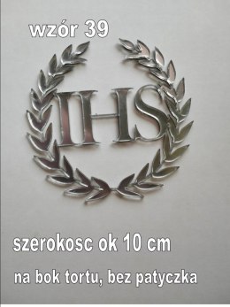 Topper pleksa srebrna komunia ihs listki bok tortu