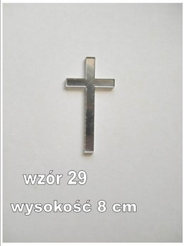 Topper pleksa srebrna komunia krzyż na bok pełny