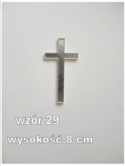 Topper pleksa srebrna komunia krzyż na bok pełny
