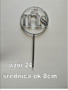 Topper pleksa srebrna komunia święta ihs koło