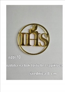 Topper pleksa złota komunia ihs koło na bok tortu