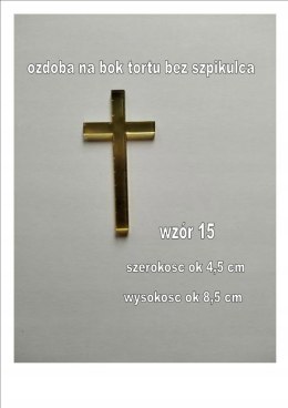 Topper pleksa złota komunia krzyż na bok pełny