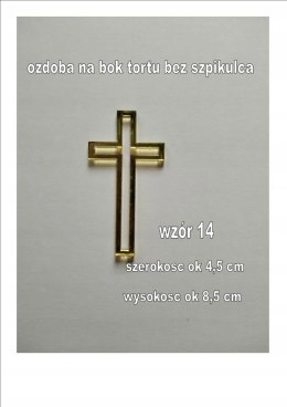 Topper pleksa złota komunia krzyż na bok pusty