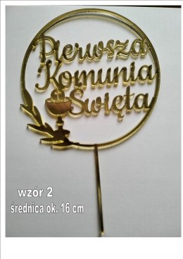 Topper pleksa zlota lustro komunia okrag kielich