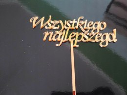 Topper pleksa złota lustro wszystkiego najlepszego