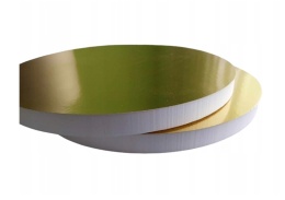 PODKŁAD POD TORT BIAŁY STYRODUR Z PODKŁADKĄ 21,5 CM ZŁOTY